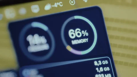 System information showing current memory usage and storage details Stock Footage 327476193