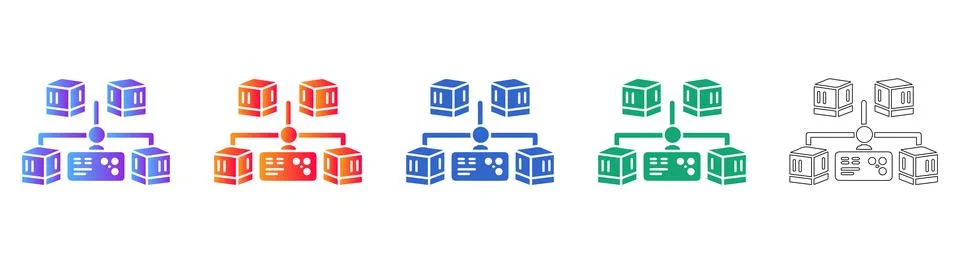 System Infrastructure and Network Icons Set 스톡 일러스트