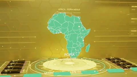 System init starting, brightening turquoise map Africa showing POPIA label and Video stock 337547917