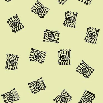 System integration analyst line vector seamless pattern Illustrazione stock