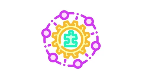 System integration business process color icon animation Video stock 327262708