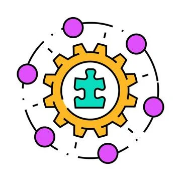 System integration business process icon color illustration 스톡 일러스트