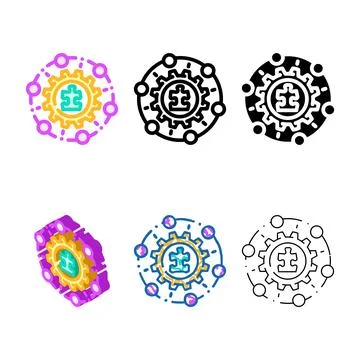 System integration business process series color icon vector 스톡 일러스트