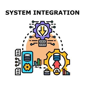 System integration connecting data and technology processes イラスト素材