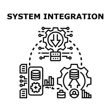 System integration connecting data and technology processes Stock Illustration
