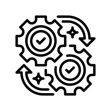 System Integration Line Icon, Outline Symbol for Process Linking, Platform .. Stock Illustration