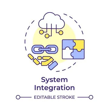 System integration multi color concept icon Stock Illustration