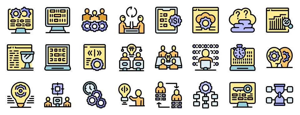 System integration process managing data, optimizing workflow, implementing n Stock Illustration