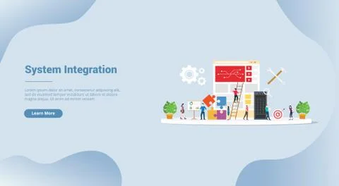 System integration technology for website template or landing homepage banner Stock Illustration