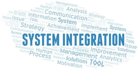System Integration typography vector word cloud. Illustrazione stock