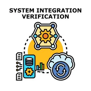 System integration verification process and data management Illustrazione stock