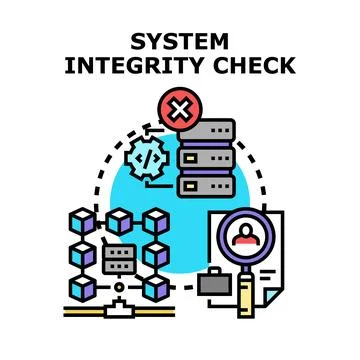 System integrity check accessing network database analyzing security Stock Illustration