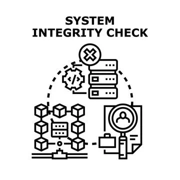 System integrity check accessing network database analyzing security Stock Illustration