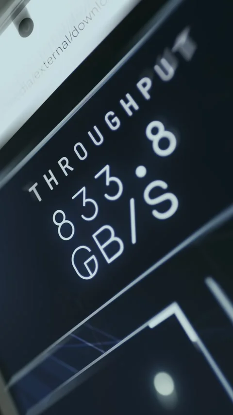 System interface displaying real-time throughput in GB per second Stock Footage 335477652