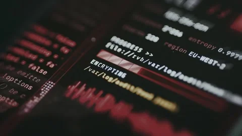 System interface indicating an active data encryption process Stock Footage 335451075