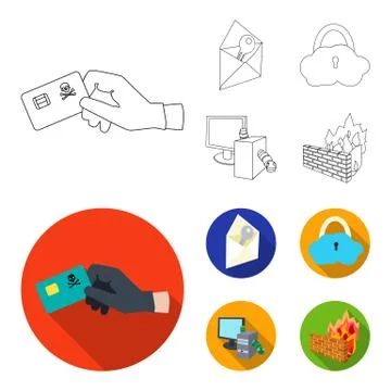 System, internet, connection, code .Hackers and hacking set collection icons in Stock Illustration