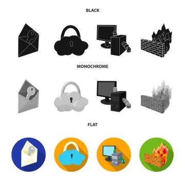 System, internet, connection, code .Hackers and hacking set collection icons in Stock Illustration