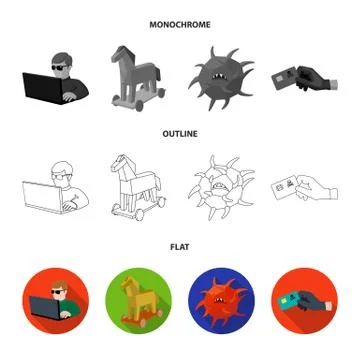 System, internet, connection, code .Hackers and hacking set collection icons in Stock Illustration