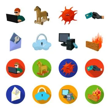 System, internet, connection, code .Hackers and hacking set collection icons in Stock Illustration