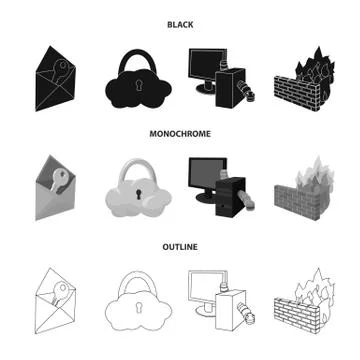 System, internet, connection, code .Hackers and hacking set collection icons in Stock Illustration