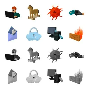 System, internet, connection, code .Hackers and hacking set collection icons in Stock Illustration