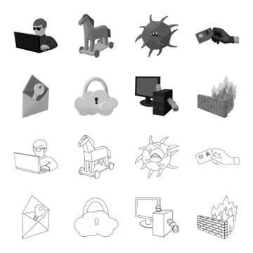 System, internet, connection, code .Hackers and hacking set collection icons in 스톡 일러스트