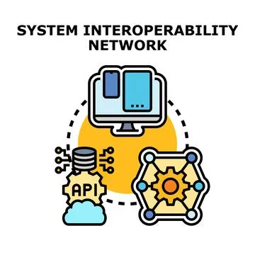 System interoperability network with data integration concept Stock Illustration