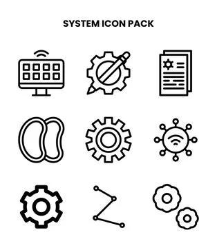 System Line Bundle Icons Pack Stock Illustration