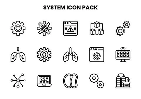 System Line Design Icons Pack 库存插图