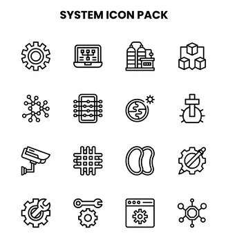 System Line Graphics Icons Pack Stock Illustration