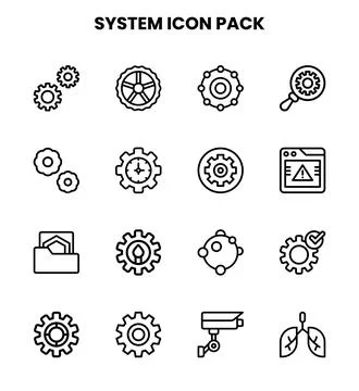 System Line SVG Icons Pack Stock Illustration