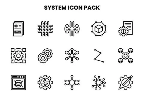 System Line SVG Icons Pack Stock Illustration