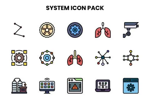 System Lineal Color Graphics Icons Pack 스톡 일러스트