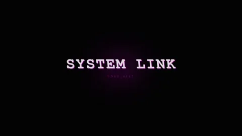 System Link Text Glitch Effect with Neon Glow on Black Background Stock Footage 331568364