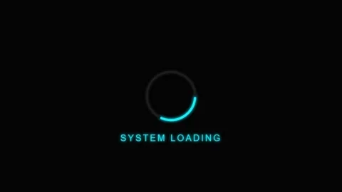 System Loading UI Interface Graphic - Futuristic Neon Blue Progress Ring Icon Stockbeeldmateriaal 335399700