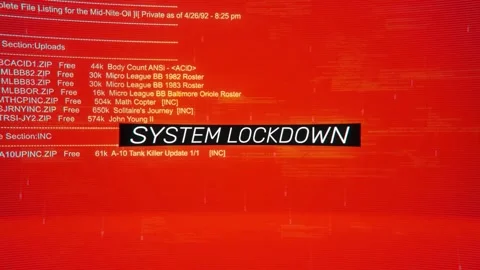 System Lockdown on warning hack background screen Stock Footage 343395186