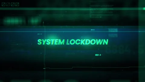 System Lockdown Word on Noise Glitch Error technology futuristic data backgr Stock Footage 343395187