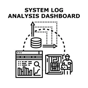System log analysis dashboard displaying data security イラスト素材