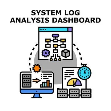 System log analysis dashboard illustrating data management process イラスト素材