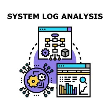 System log analysis process in it operations Stock Illustration