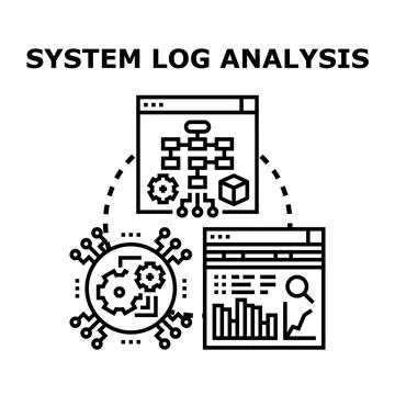 System log analysis process in it operations Stock Illustration