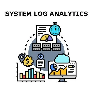 System log analytics processing data for business intelligence Stock Illustration