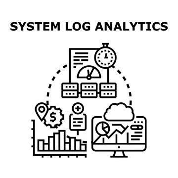 System log analytics processing data for business intelligence Stockillustratie