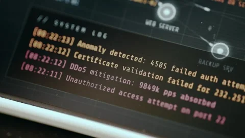 System Log for cyber attacks, ethical hacking concept Stock Footage 331127610