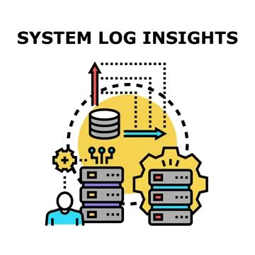 System log insights analyzing data for business intelligence Stock Illustration