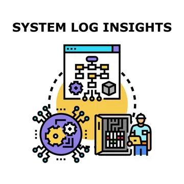 System log insights providing data analysis process Stock Illustration