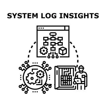 System log insights providing data analysis process Stock Illustration