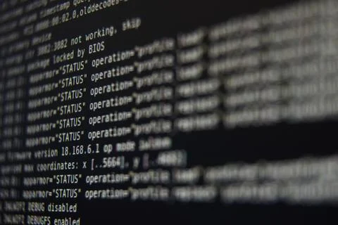 System Log on Screen Stock-Fotos