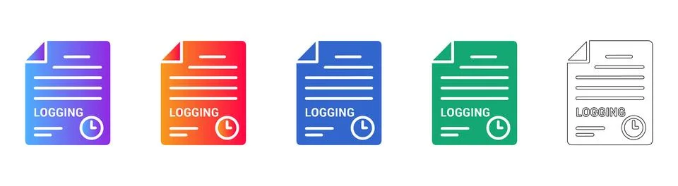 System Logging and Time Tracking Icon Set Stock Illustration