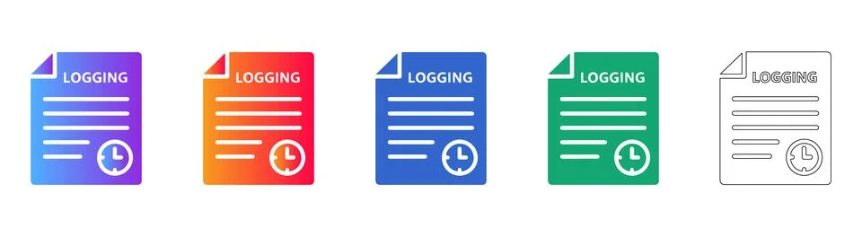 System Logging Time Document Icon Set イラスト素材